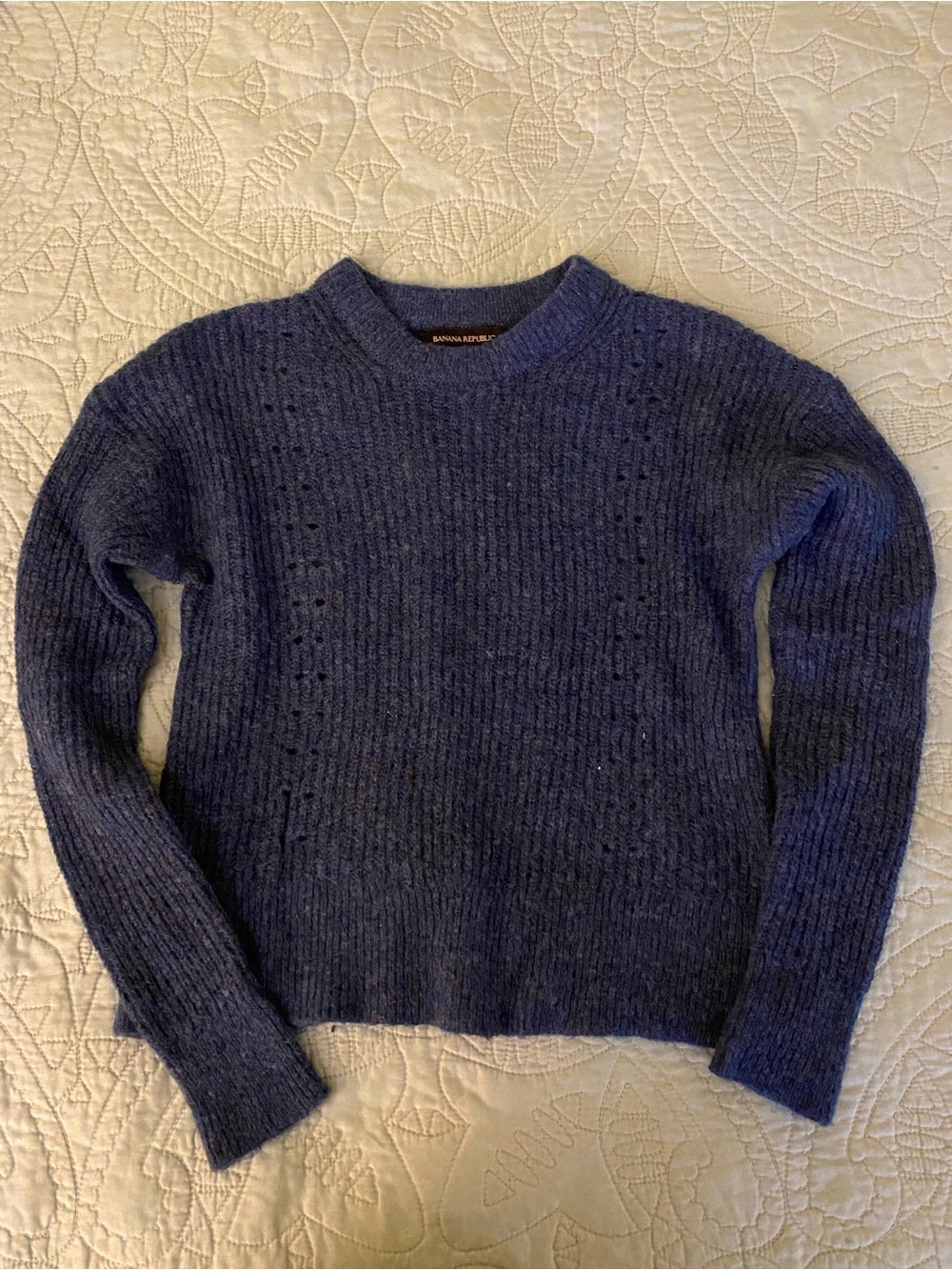 Banana Republic Deep Navy Textured Crewneck Sweater
